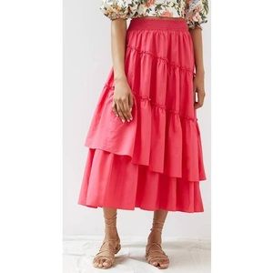 Anthropologie Maeve Tiered Maxi Skirt - Pink